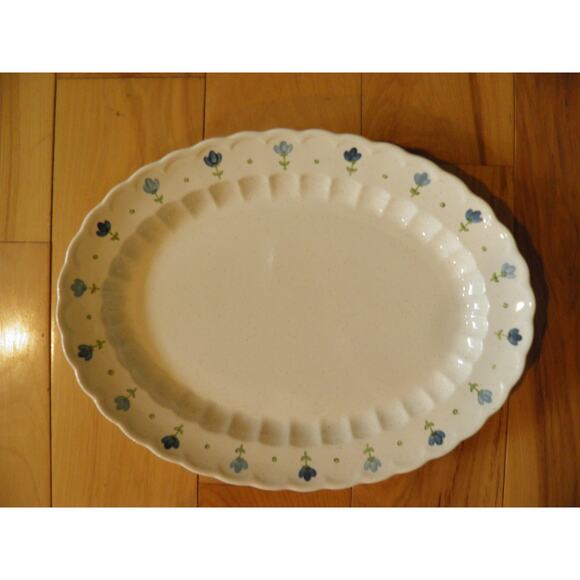 Vernon Ware by Metlox Platter 13 1/2” True Blue hand Painted Vintage - Picture 9 of 10